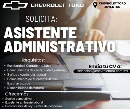 VACANTES CHIHUAHUA - ASISTENTE ADMINISTRATIVO