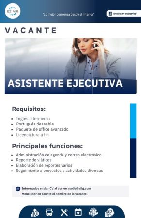 VACANTE CHIHUAHUA - MAQUILA - ASISTENTE EJECUTIVA