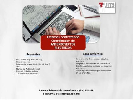 VACANTES CHIHUAHUA - COORDINADOR DE ANTEPROYECTOS ELECTRICOS