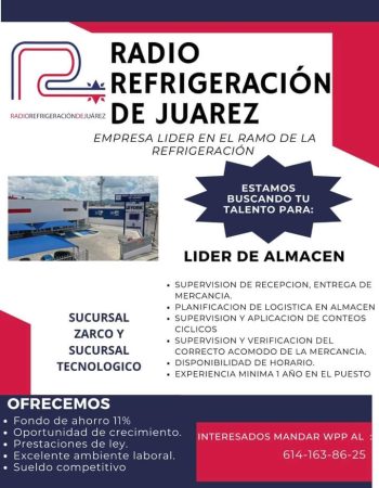 VACANTES CHIHUAHUA - LIDER DE ALMACEN