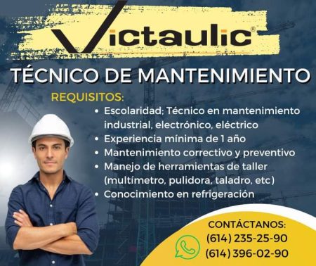 VACANTES CHIHUAHUA - MAQUILA - TECNICO DE MANTENIMIENTO