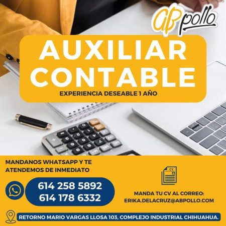 VACANTES CHIHUAHUA - AB POLLO - AUXILIAR CONTABLE