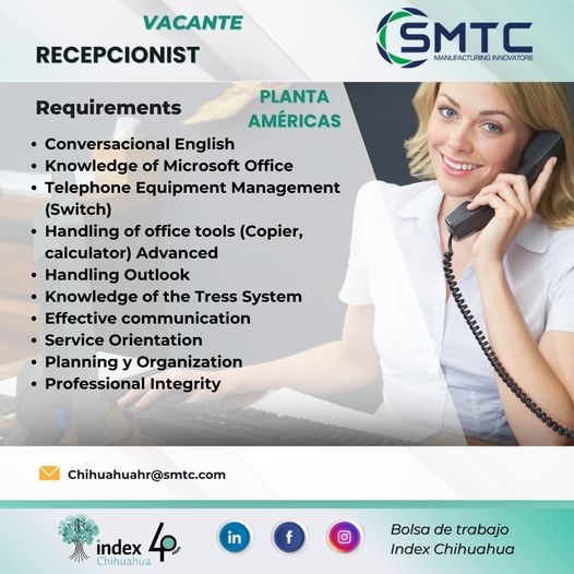 VACANTES CHIHUAHUA - MAQUILA - RECEPCIONIST